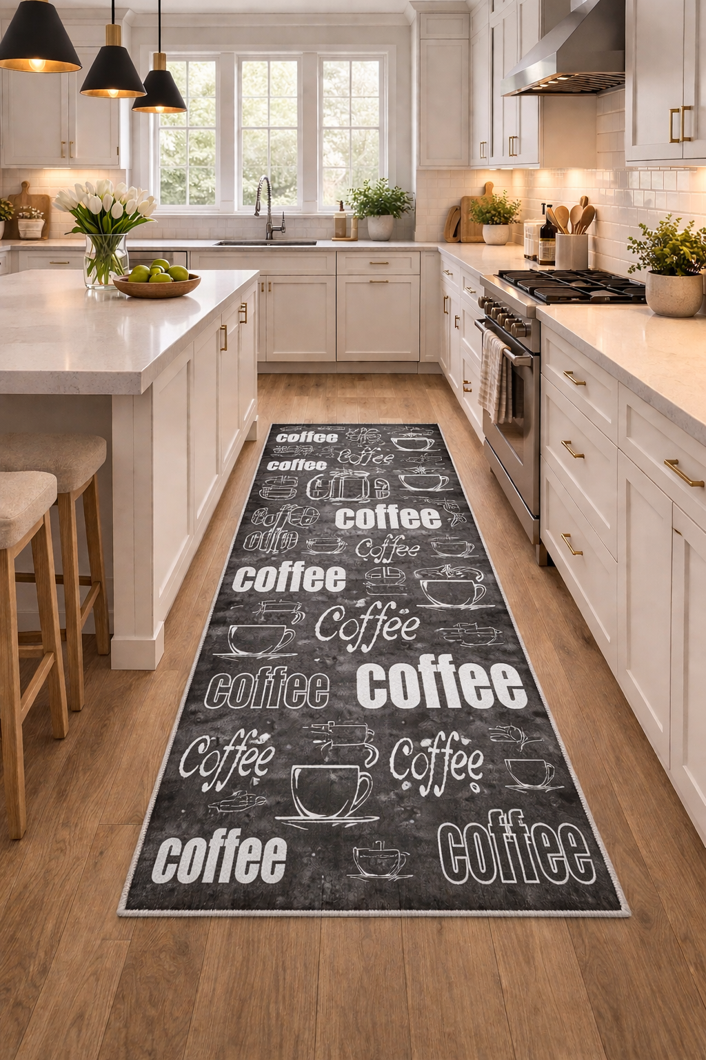 Szürke Mintás Konyhai Szőnyeg