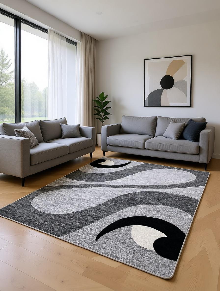 Comfort Szürke Geo Mintás Szőnyeg
