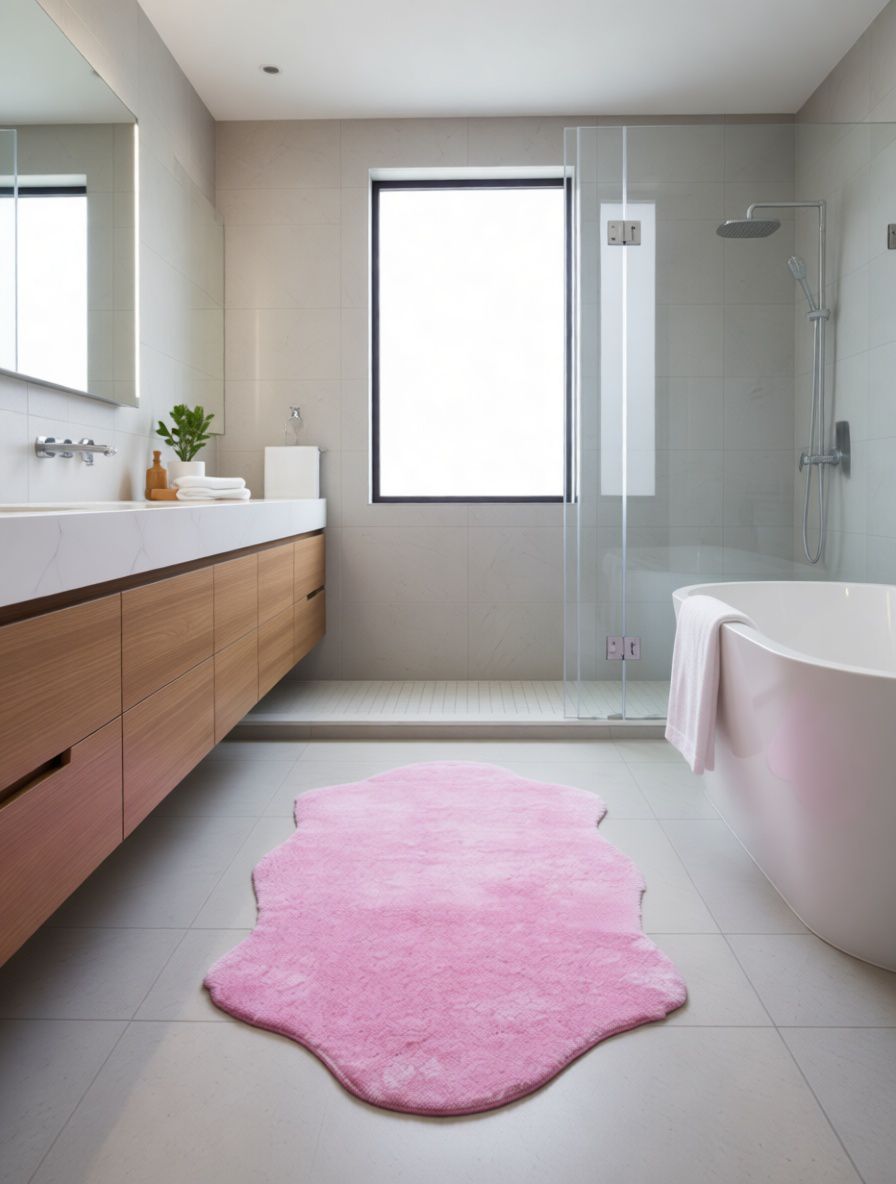Sebano Shaggy Plüss V Rózsaszín Fürdőszoba Szőnyeg