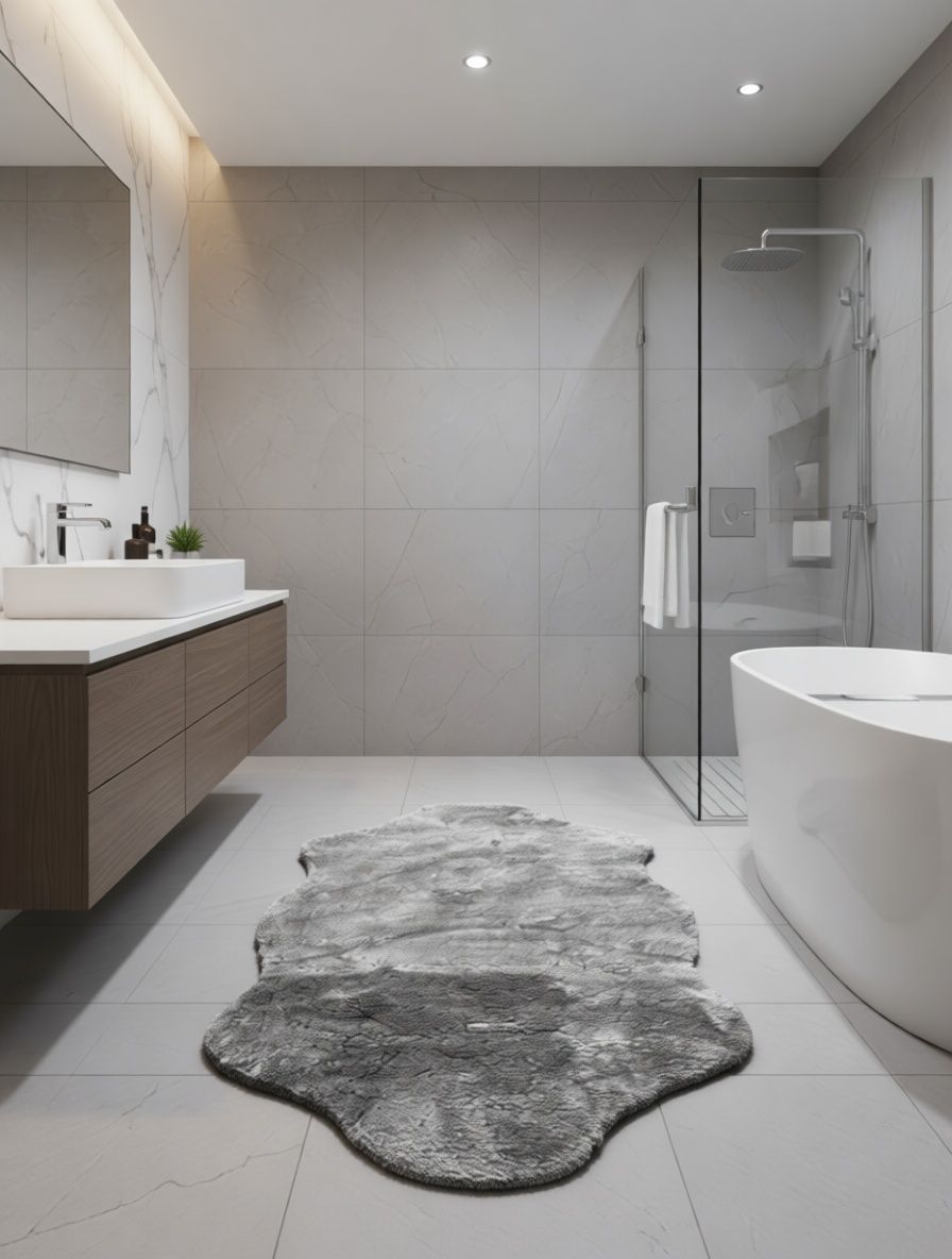 Sebano Shaggy Plüss V Világos Szürke Fürdőszoba Szőnyeg