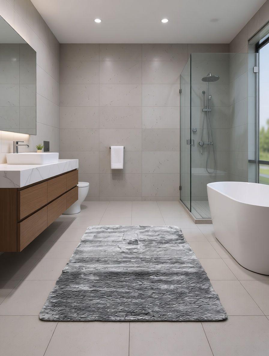 Sebano Shaggy Plüss Világos Szürke Fürdőszoba Szőnyeg