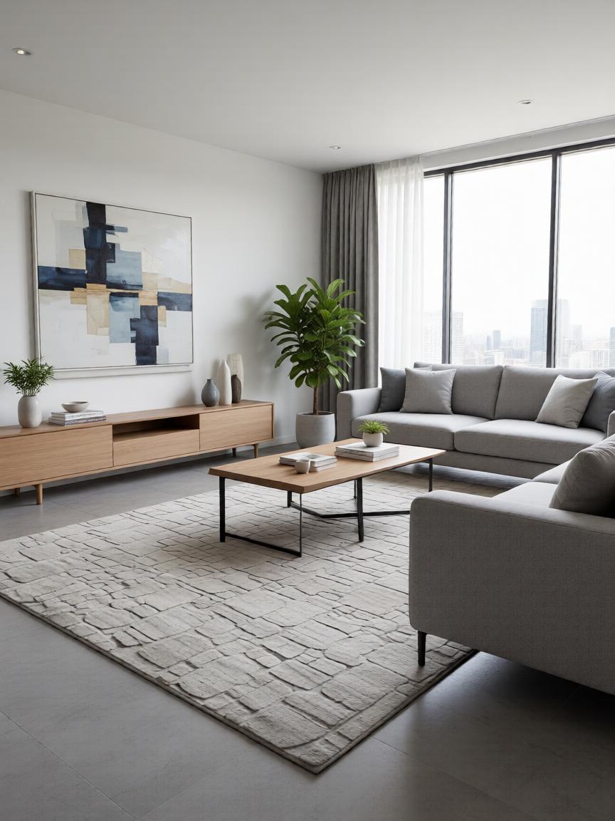 Bergamo Kövezet Mintás Bézs Puha Szőnyeg