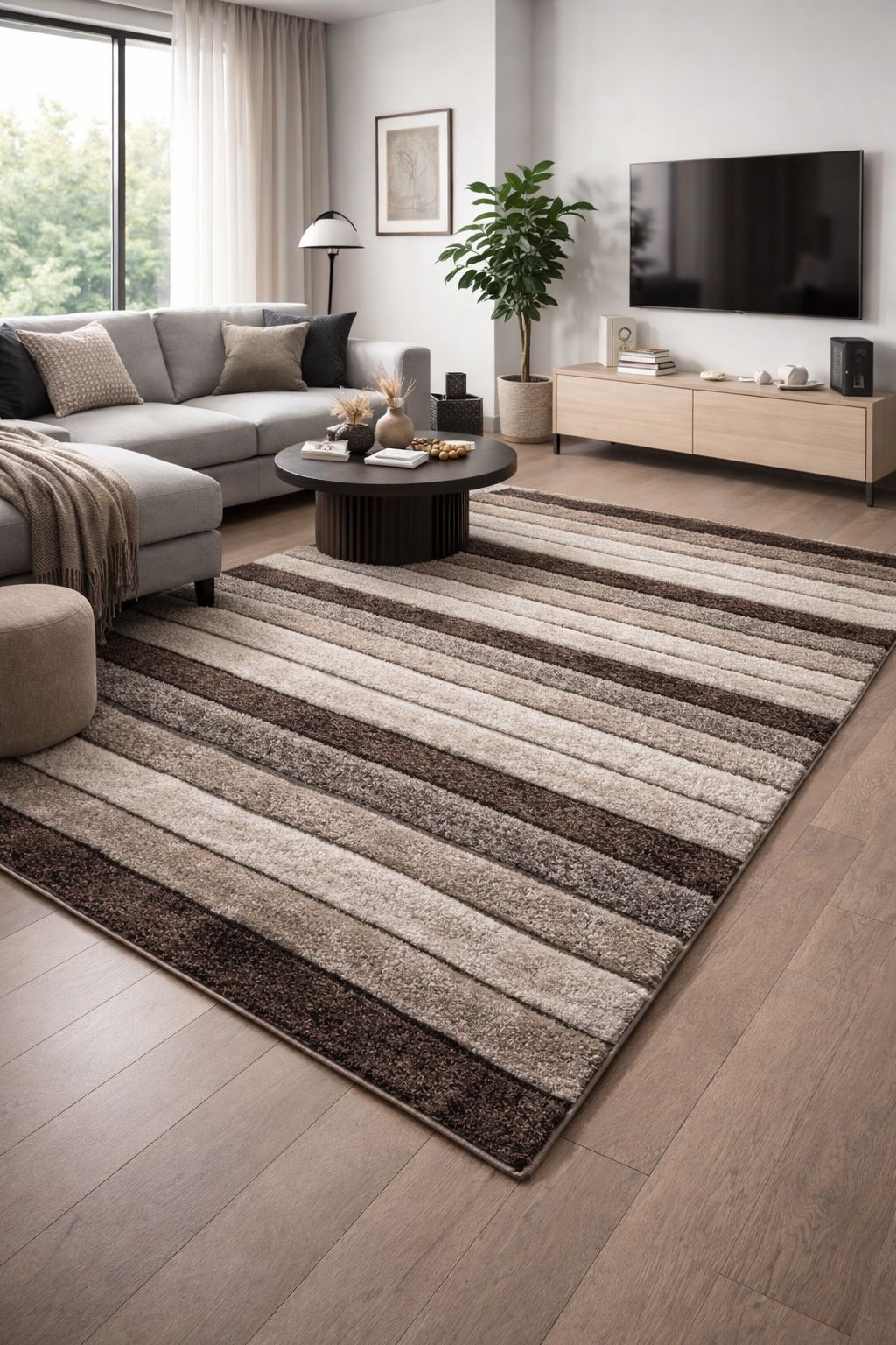 3D California Barna-Bézs Shaggy Szőnyeg