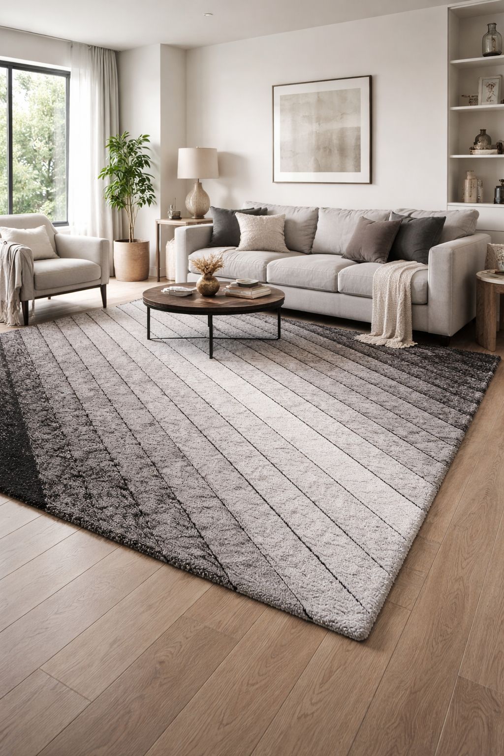 3D California Szürke-Fekete Shaggy Szőnyeg