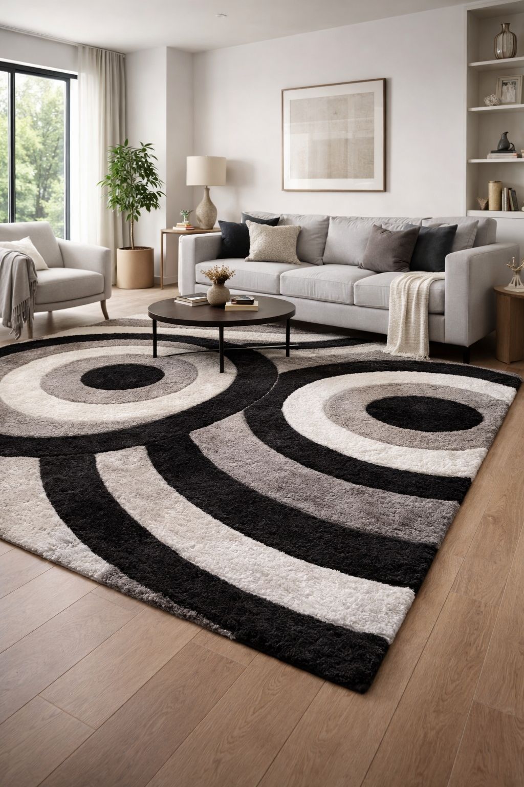 3D California Szürke-Fekete Shaggy Szőnyeg