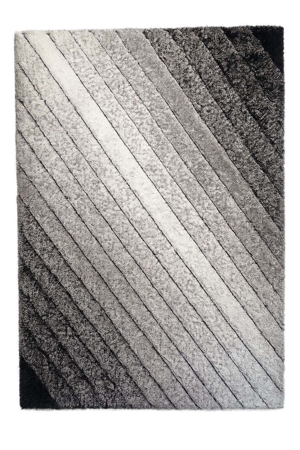 3D California Szürke-Fekete Shaggy Szőnyeg