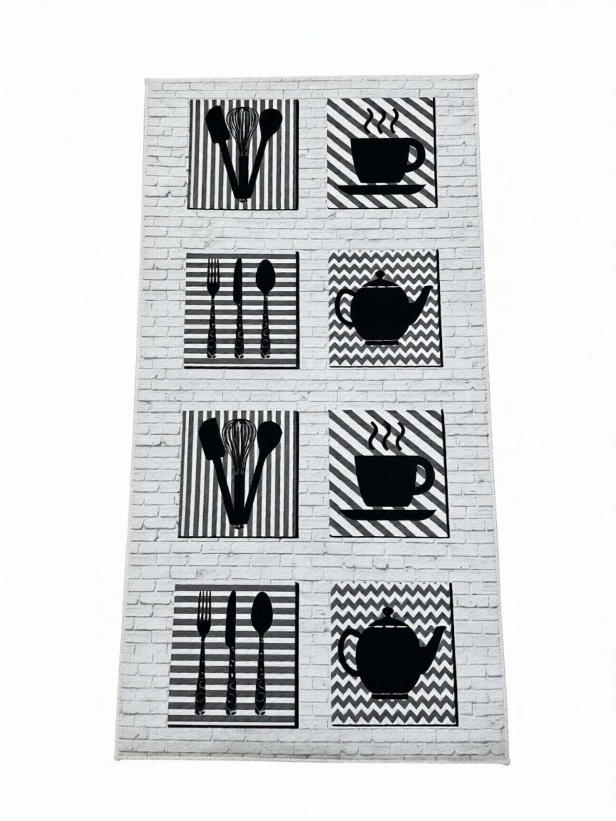 Szürke Mintás Konyhai Szőnyeg