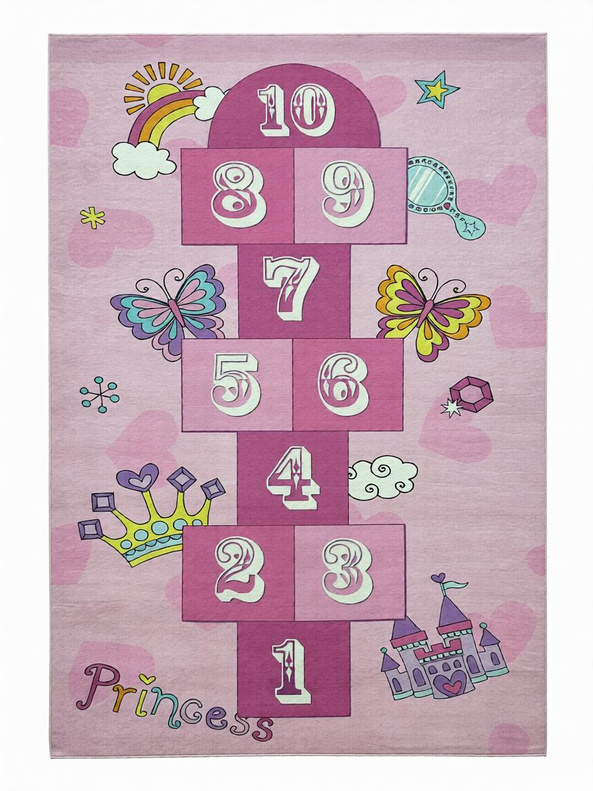 Ugróiskola Mintás Rózsaszín Gyerekszőnyeg