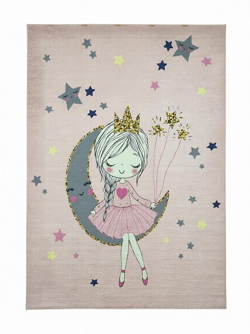 Hercegnő Mintás Rózsaszín Gyerekszőnyeg