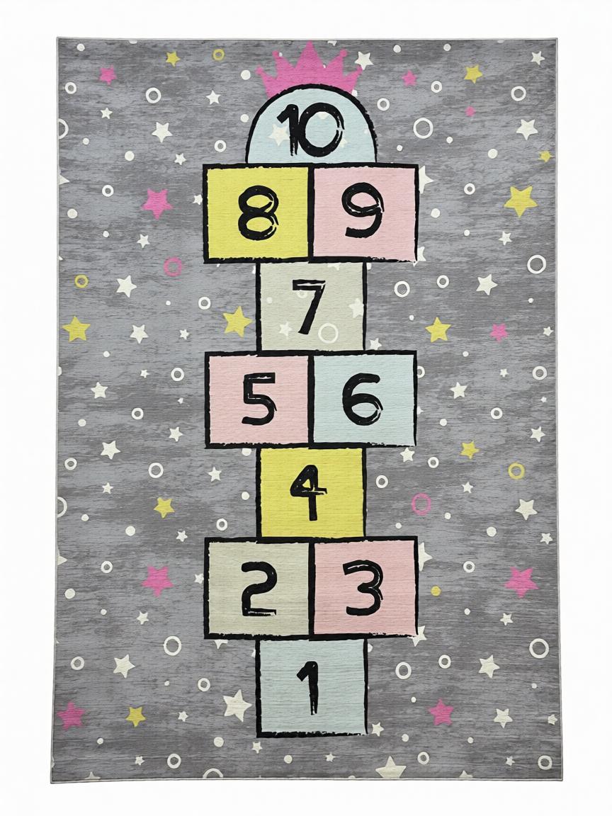 Ugróiskola Mintás Szürke Gyerekszőnyeg