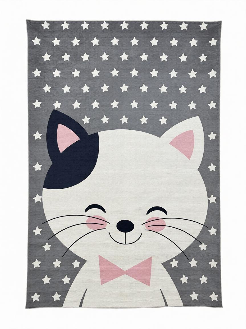 Macska Mintás Szürke Gyerekszőnyeg