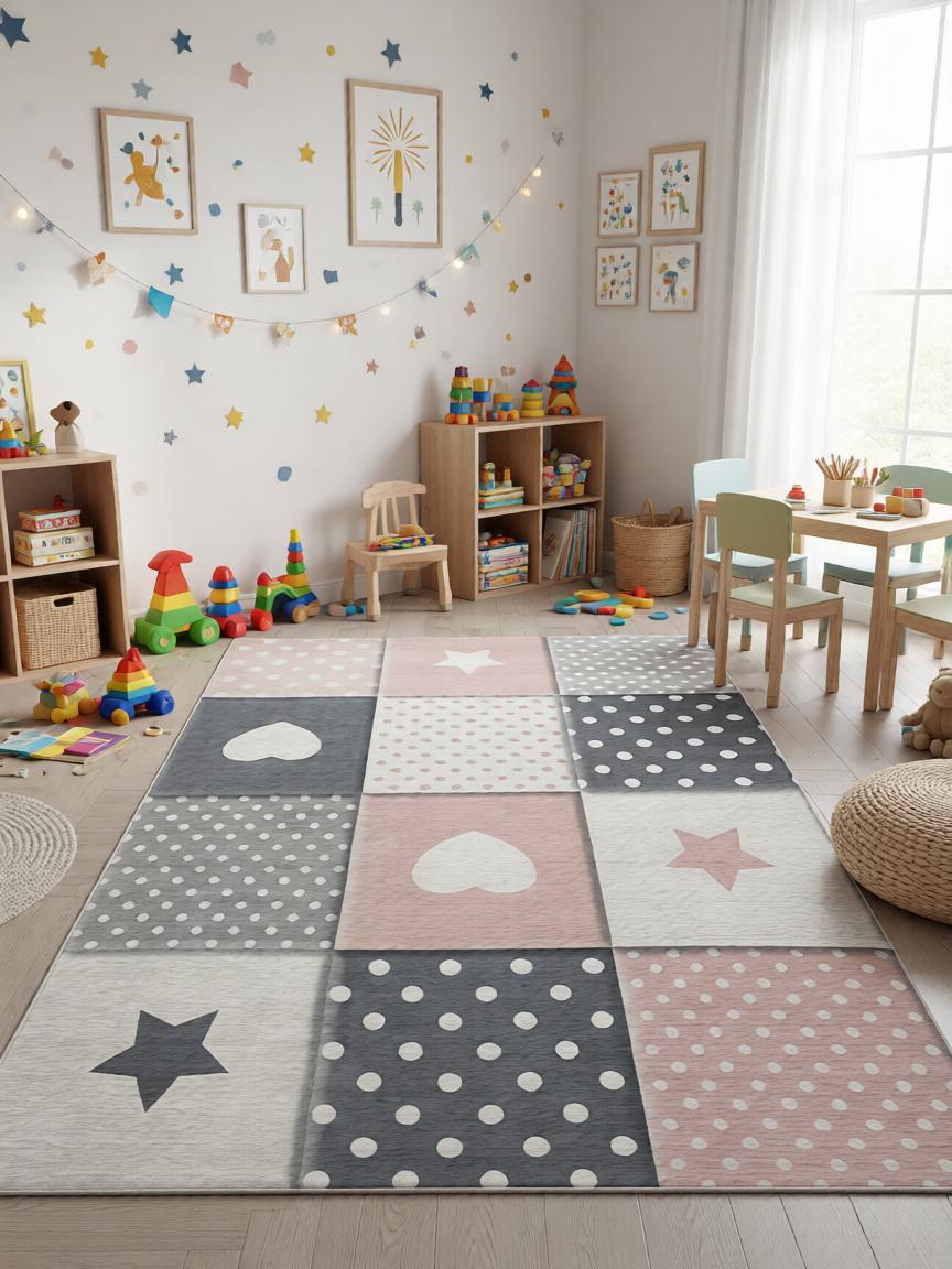 Szív Mintás Púder Gyerekszőnyeg