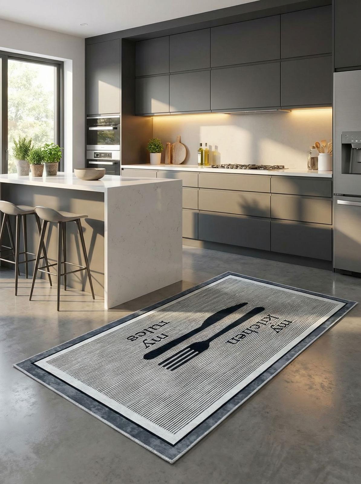 Szürke Mintás Konyhai Szőnyeg