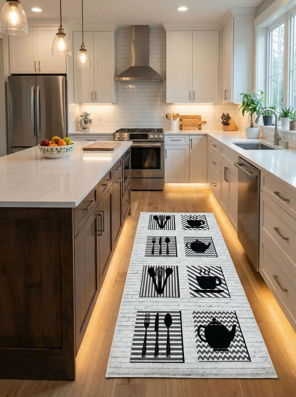Szürke Mintás Konyhai Szőnyeg