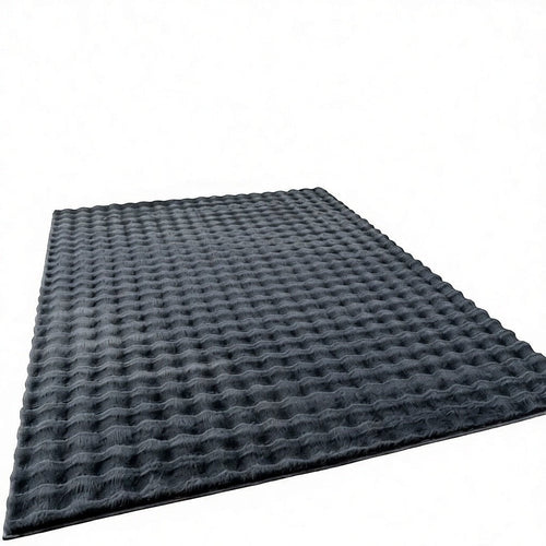 CarpetlyHome 3D buborék antracit szőnyeg hullámos textúrával, 100% polipropilén, 15 mm szálhossz.