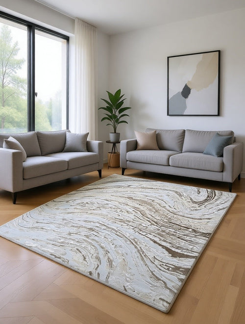 CarpetlyHome absztrakt mintás, bézs és arany színű, modern, 100% polipropilén szőnyeg