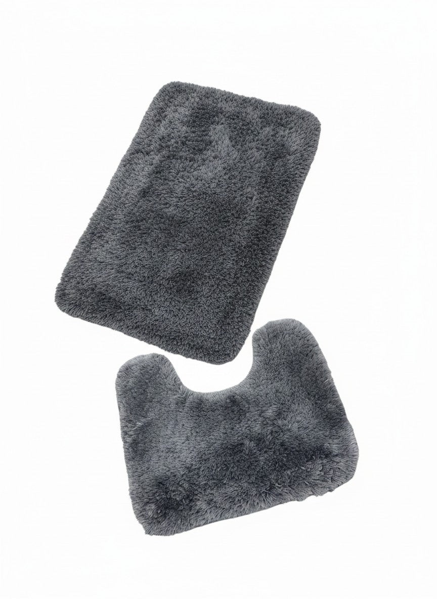 CarpetlyHome Scott antracit szürke, 2 részes, 100% polipropilén fürdőszobai szőnyegkészlet gumis hátoldallal.