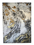 CarpetlyHome arany-szürke márvány mintás modern szőnyeg, 100% polipropilén, 12 mm szálhossz.