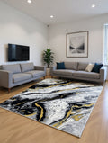 CarpetlyHome ATHENA fekete-arany márvány mintás modern szőnyeg, 100% polipropilén, 12 mm szálhossz.