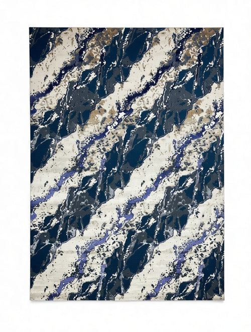 CarpetlyHome ATHENA kék-krém márvány mintás modern szőnyeg, 100% polipropilén, 12 mm szálhossz, padlófűtéshez is alkalmas.