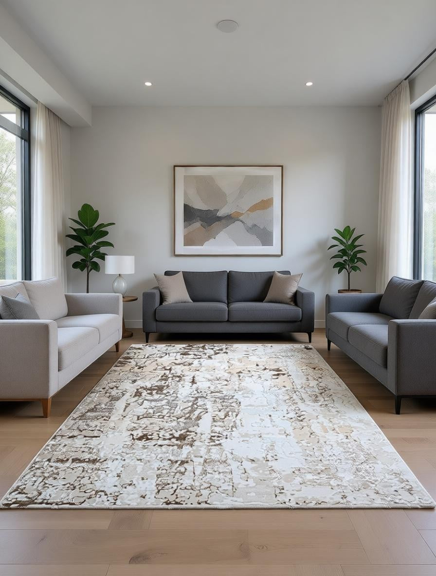CarpetlyHome ATHENA bézs-krém márvány mintás modern szőnyeg, 100% polipropilén, 12 mm szálhossz.