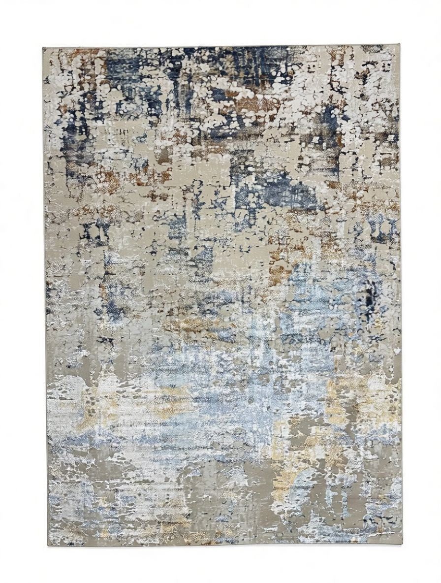CarpetlyHome ATHENA kékesszürke-bézs márvány mintás modern szőnyeg, 100% polipropilén, 12 mm szálhossz.