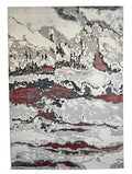 CarpetlyHome ATHENA szürke-bordó márvány mintás modern szőnyeg, 100% polipropilén, 12 mm szálhossz.