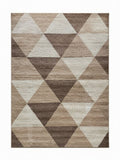 CarpetlyHome barna-bézs háromszög mintás modern szőnyeg, 100% polipropilén, 10 mm szálhossz.