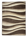 CarpetlyHome barna és bézs hullámos geometrikus mintás modern szőnyeg, 100% polipropilén, 12 mm szálhossz.
