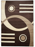 CarpetlyHome barna, bézs és krémszínű geometrikus mintás modern szőnyeg, 100% polipropilén, 12 mm szálhossz.