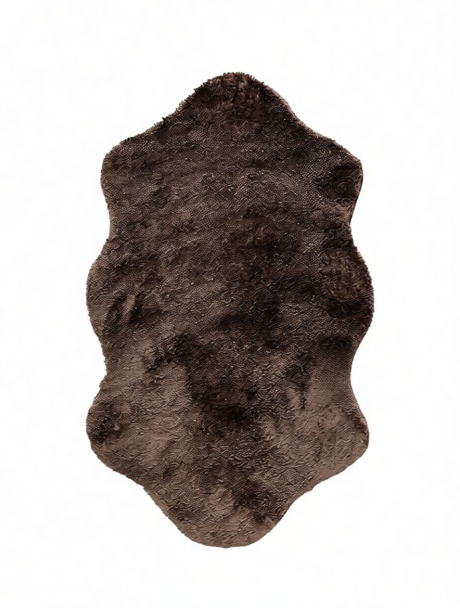 CarpetlyHome barna shaggy plüss fürdőszoba szőnyeg, szabálytalan formájú, 30 mm szálhossz, 100% polipropilén