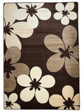 CarpetlyHome barna virágmintás modern szőnyeg, 100% polipropilén, 12 mm szálhossz.