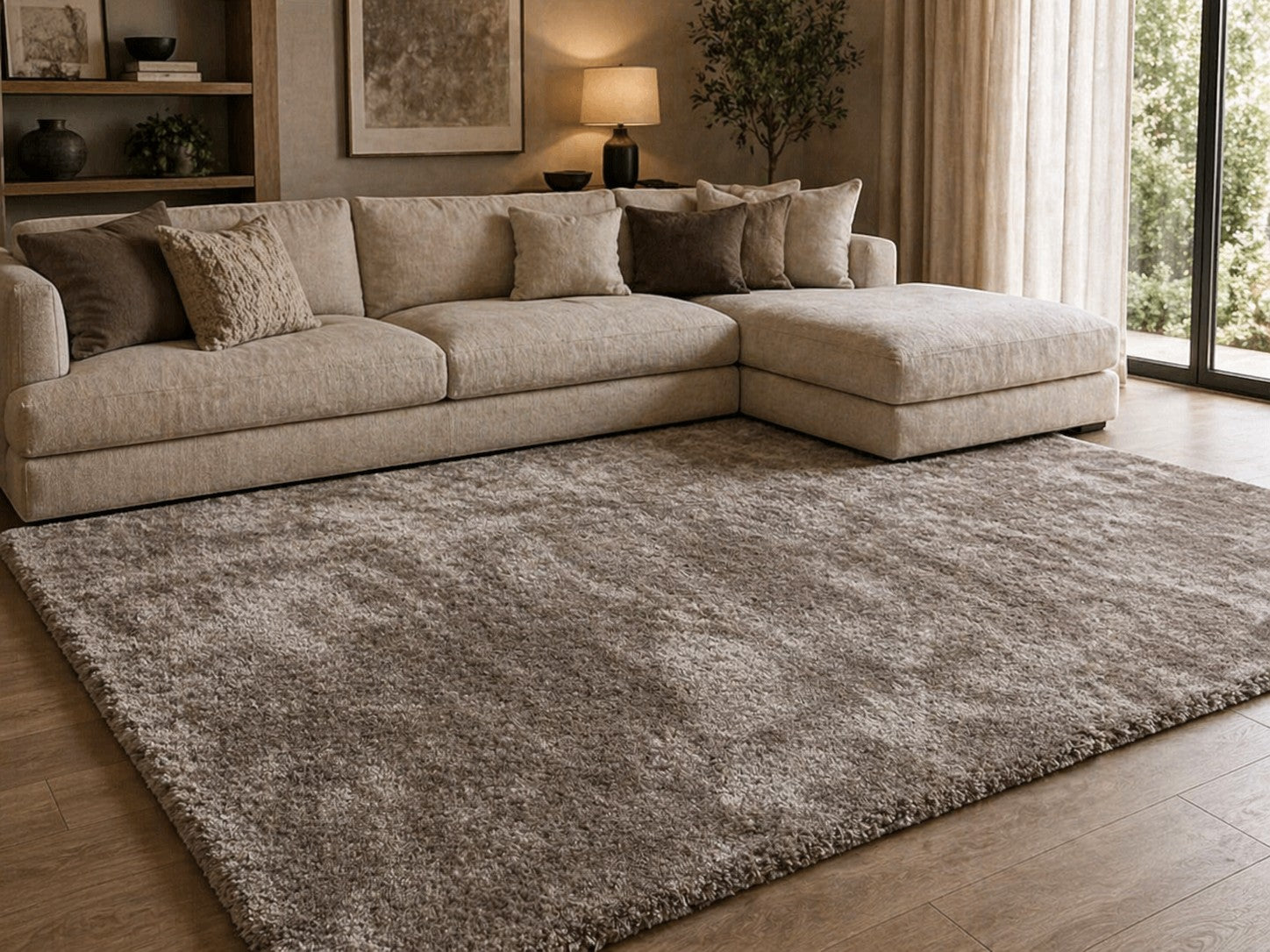 CarpetlyHome Belinda Soft egyszínű barna shaggy szőnyeg, extra puha, hosszú szálú, 100% polipropilén, 25 mm szálhossz.