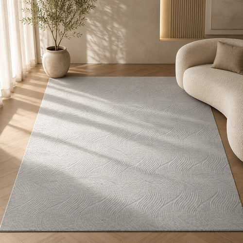 CarpetlyHome Bergamo hullám mintás krémszínű, puha szőnyeg, 100% polipropilén, 8mm szálhossz.
