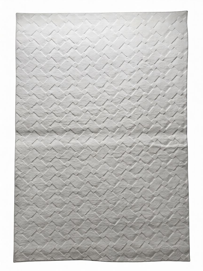 CarpetlyHome Bergamo krém színű, kockás mintás, puha szőnyeg, 100% polipropilén, 8 mm szálhossz.