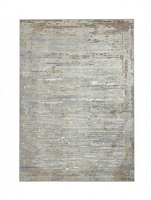 CarpetlyHome bézs-arany absztrakt mintás modern szőnyeg, 100% polipropilén, 12 mm szálhossz.