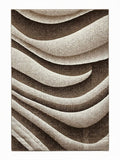 CarpetlyHome bézs-barna hullámos mintás modern szőnyeg, 100% polipropilén, 12 mm szálhossz.