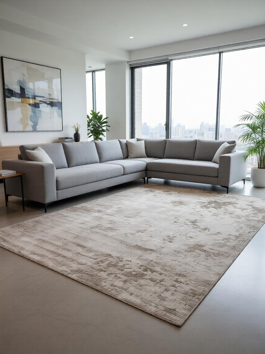 CarpetlyHome bézs márvány mintás modern szőnyeg, 100% polipropilén, 12 mm szálhossz, puha és tartós.