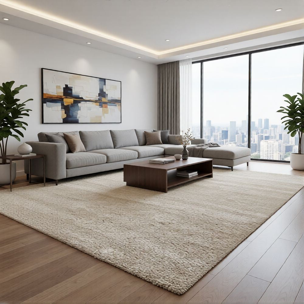 CarpetlyHome bézs színű, egyszínű, modern, polipropilén szőnyeg, 12 mm szálhosszúság, puha és tartós