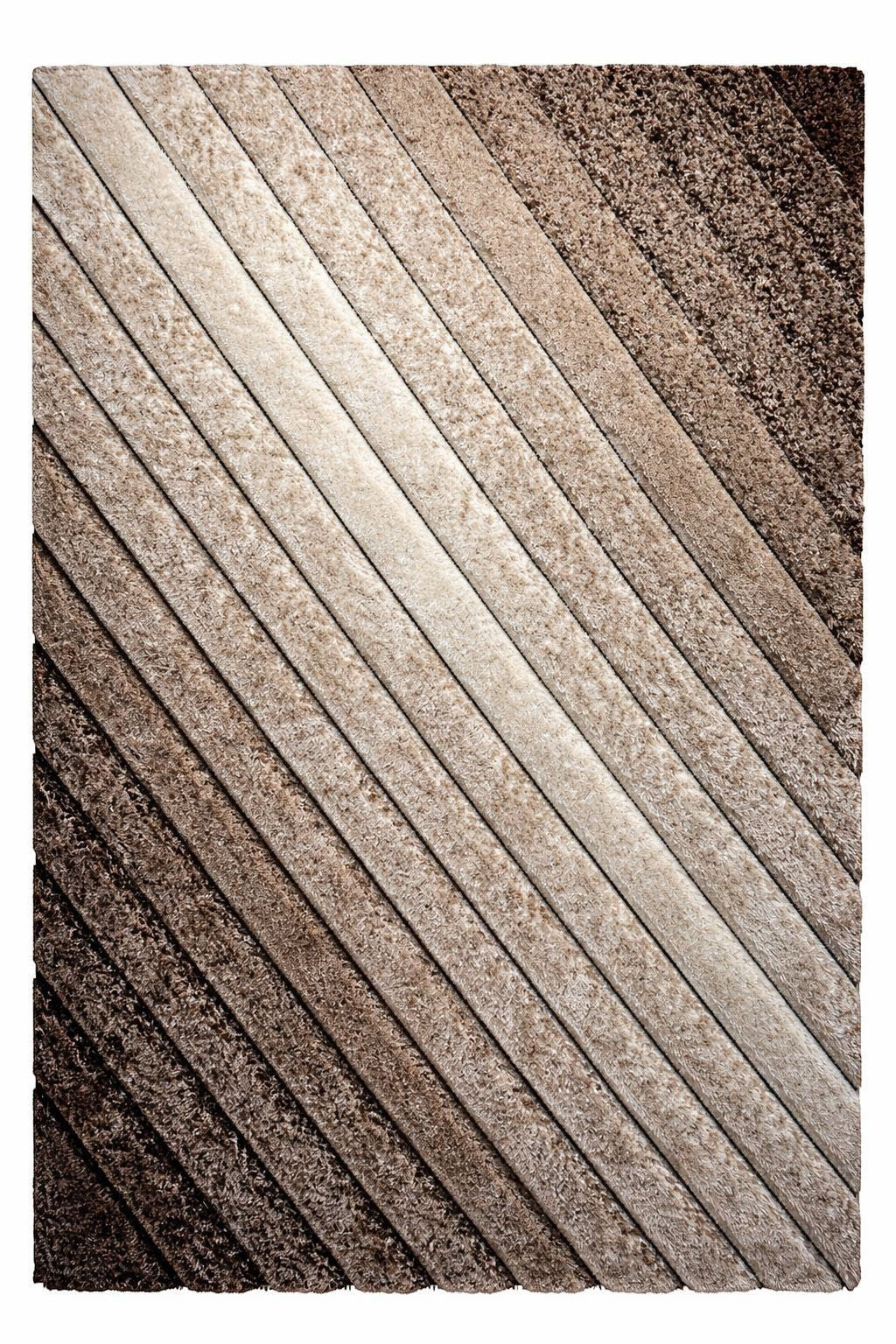 CarpetlyHome 3D California Shaggy szőnyeg barna és bézs színben, 50 mm szálhosszúsággal, polipropilénből.