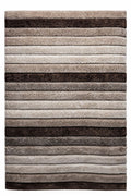 CarpetlyHome 3D California Shaggy szőnyeg barna és bézs csíkos mintával, 50 mm szálhosszúsággal.