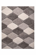 CarpetlyHome 3D California szürke shaggy szőnyeg hatszög mintával, szürke és krémszínű, 50mm szálhosszúságú, polipropilén.