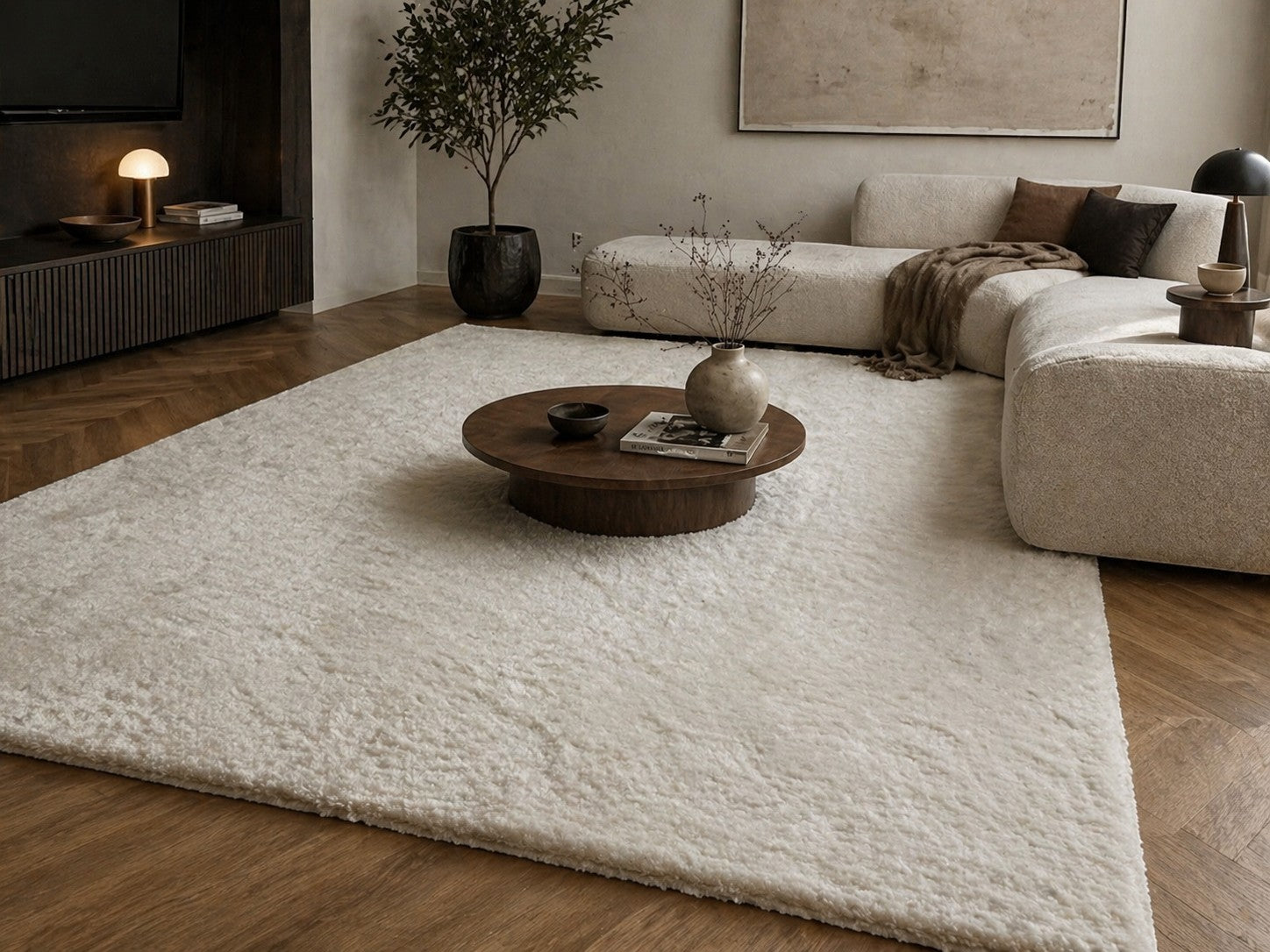 CarpetlyHome fehér, extra puha, szőrme hatású szőnyeg, 30 mm szálhosszúsággal, nappaliba vagy hálószobába