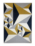 CarpetlyHome Franco sárga-szürke geo mintás modern szőnyeg, 100% polipropilén, 12 mm szálhossz.