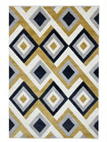 CarpetlyHome Franco sárga-szürke geo mintás modern szőnyeg, 100% polipropilén, 12 mm szálhossz, padlófűtéshez is alkalmas.