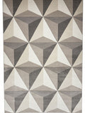 CarpetlyHome bézs, barna és szürke geometriai mintás modern szőnyeg, 100% polipropilén, 12 mm szálhossz.