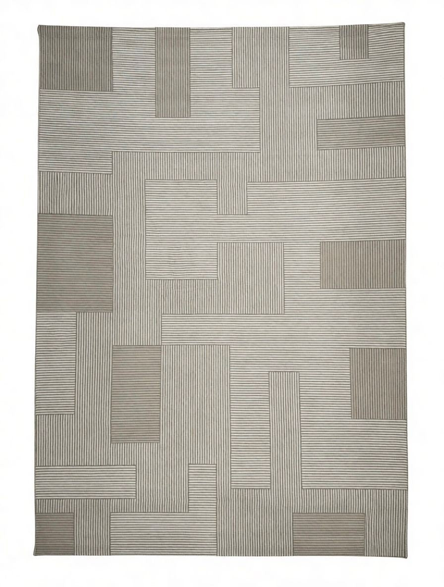CarpetlyHome modern geometric mintás szőnyeg, krém és bézs színekben, 100% polipropilén, 12 mm szálhossz.