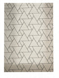 CarpetlyHome modern geometrikus szőnyeg krém és bézs színben, fekete vonalakkal, 100% polipropilén.