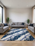 CarpetlyHome ATHENA kék-krém márvány mintás modern szőnyeg, 100% polipropilén, 12 mm szálhossz.