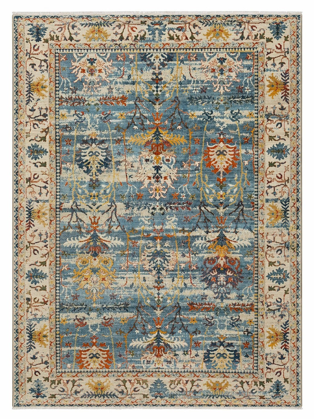 CarpetlyHome kék, klasszikus mintás, 100% polipropilén szőnyeg, 12 mm szálhosszúság, padlófűtéshez is alkalmas